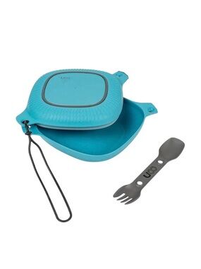 UCO Ware 4 Piece Mess Kit Blue Camping Bowl Plate Spork Set BPA Free